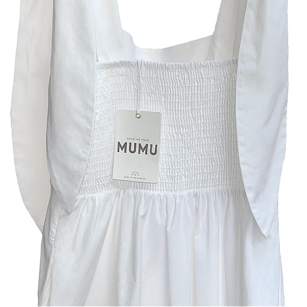 NWT Show Me Your MuMu Claire Mini Dress in White Poplin Size Medium Retail $158 - Picture 8 of 9